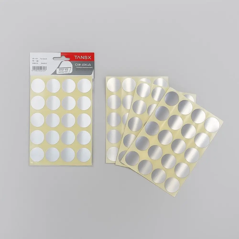 מדבקות עגולות בצבע כסף