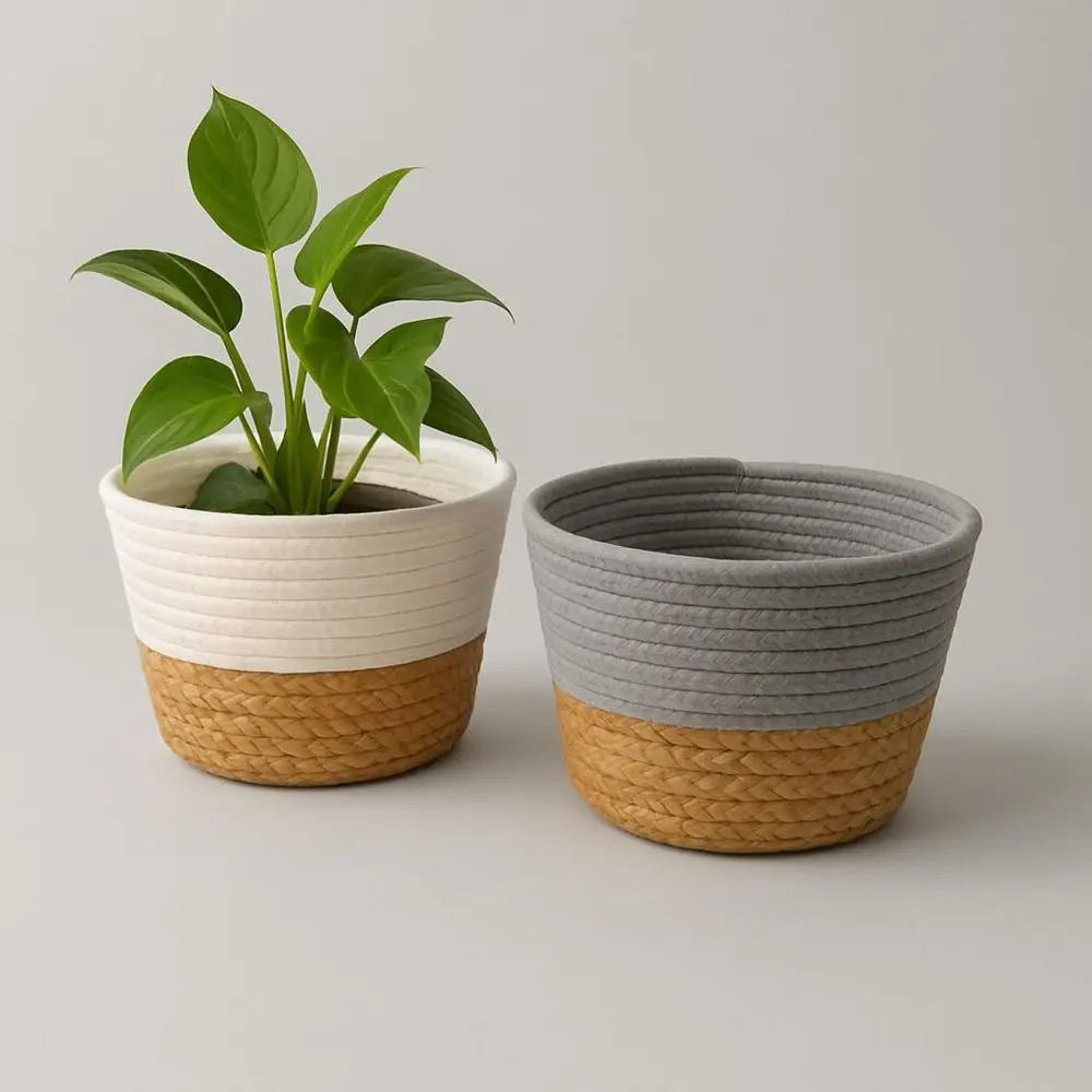 סלסלת בד פס צבעוני ראטן 20-13