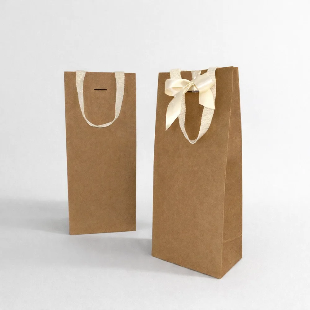 שקית קרטון יין זוגי + ידית ריבס 38X16+10