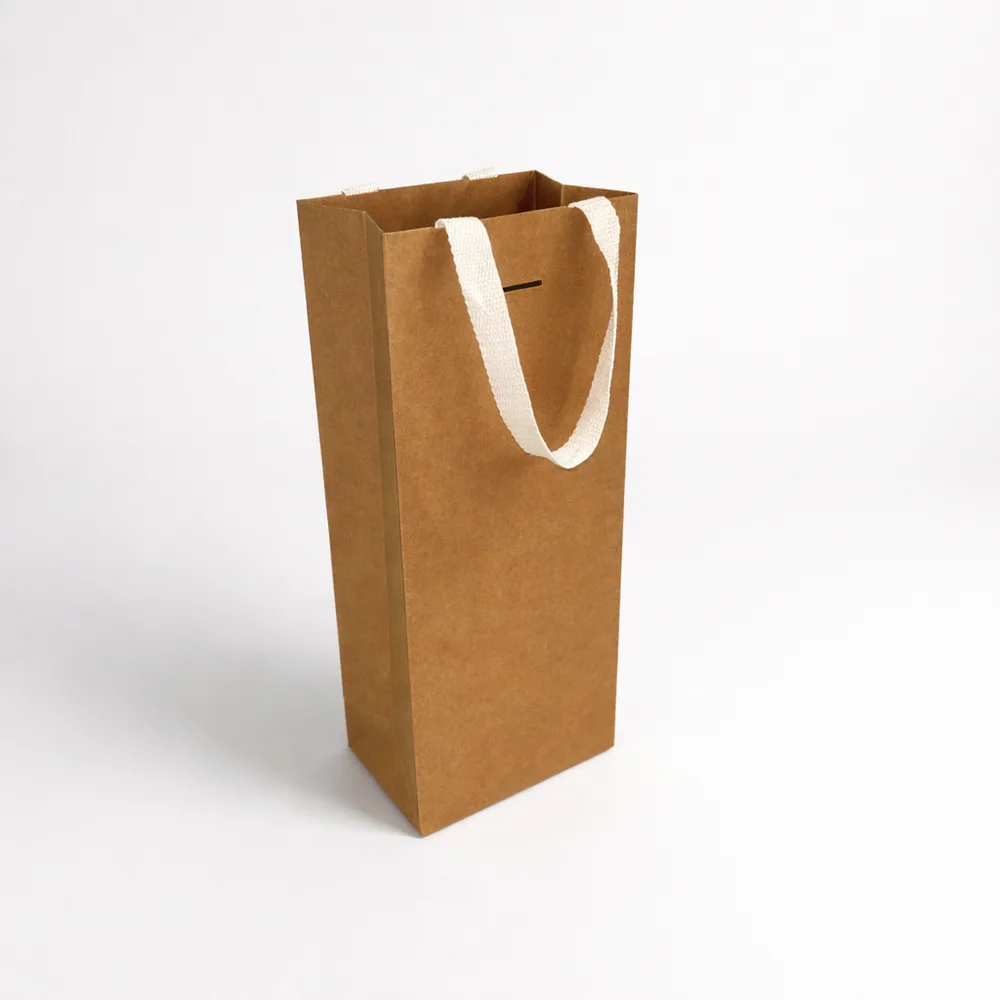 שקית קרטון יין זוגי + ידית ריבס 38X16+10