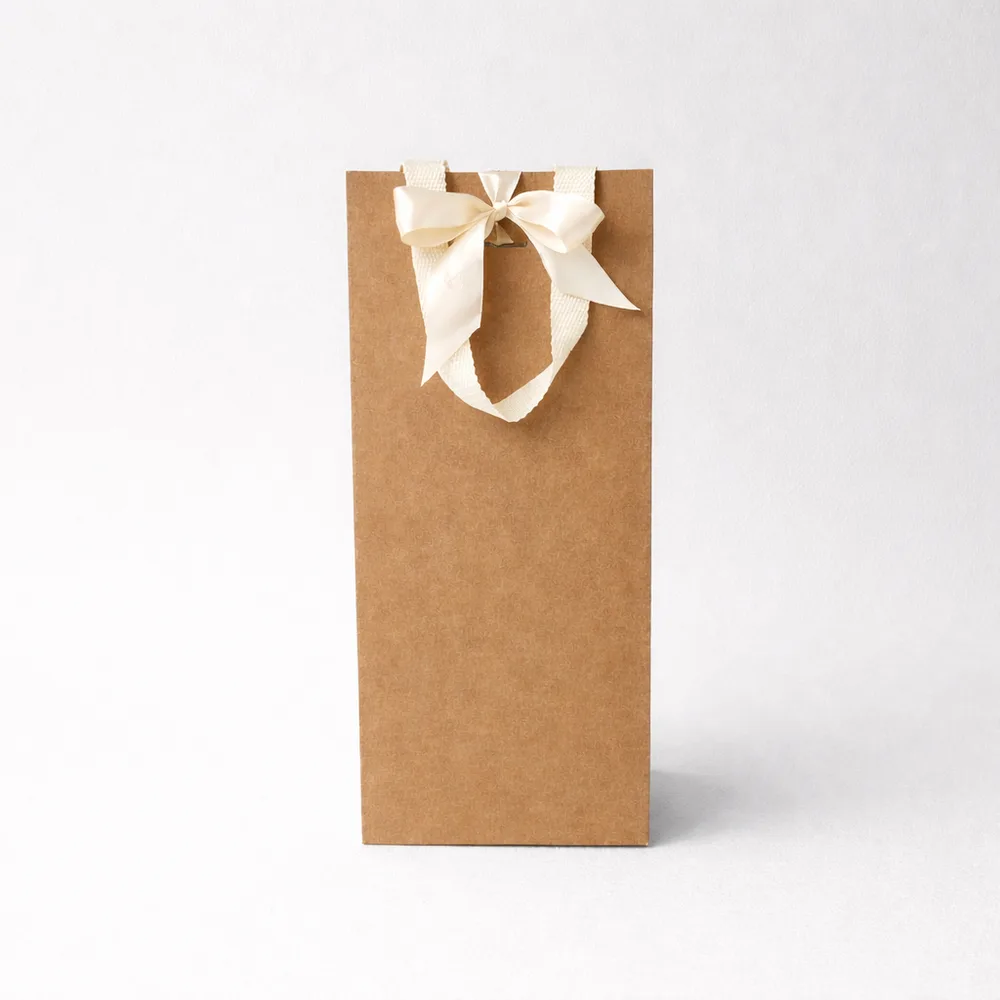 שקית קרטון יין זוגי + ידית ריבס 38X16+10