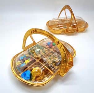 מארז פלסטיק זהב עם ידית 27X22+6 (מחולק ל-6)