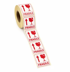 גליל מדבקות "FRAGILE" גדולות